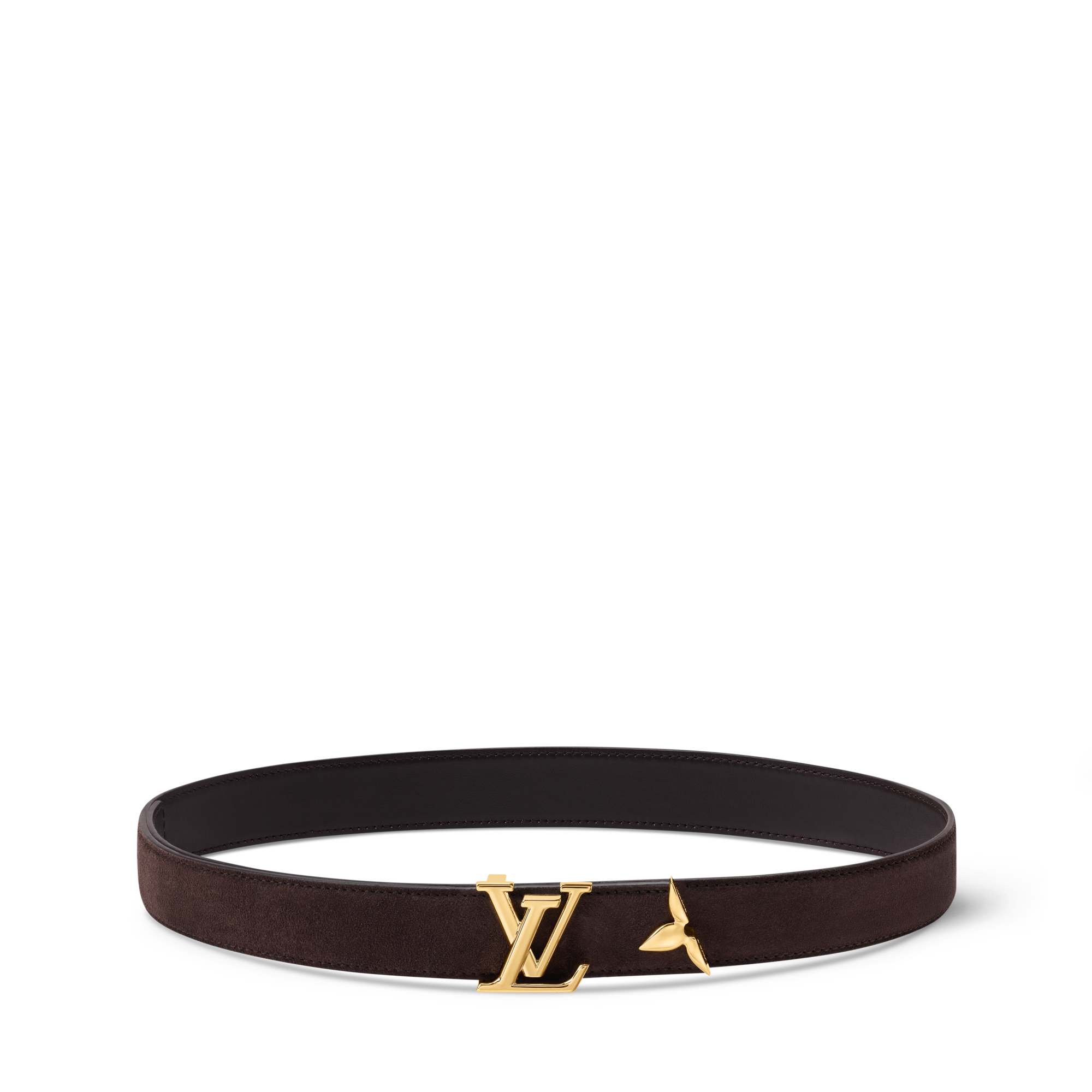 Louis Vuitton LV Pretty 30mm Black Suede Belt - Gold Buckle